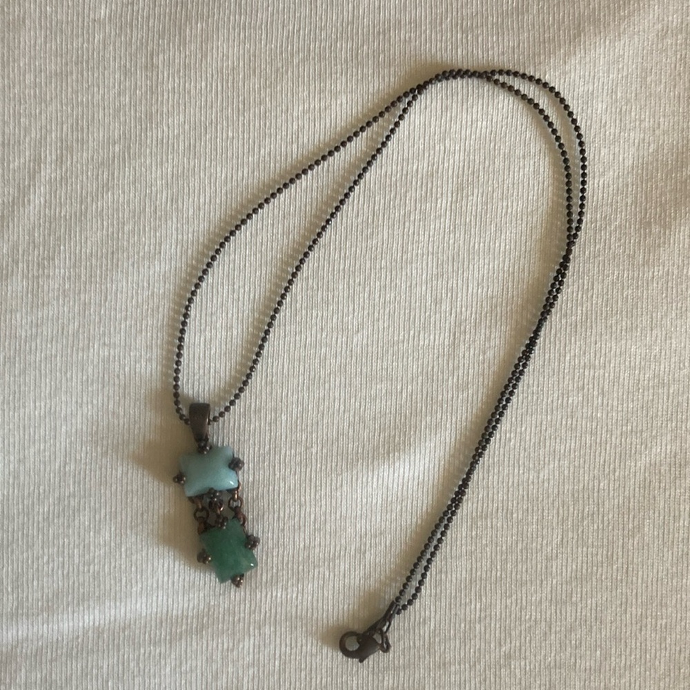 Faux Stone Green and Copper 18” Pendant Necklace